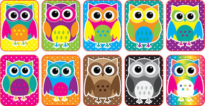 Ashley Color Owls, Mini Whiteboard Erasers, 10 Pack (ASH 78007)