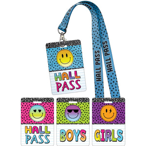 Teacher Created Brights 4Ever Hall Pass Lanyard, Set of 4 Passes (TCR 20322)