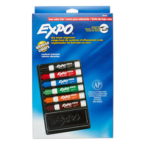 Expo Low Odor Chisel Tip Markers With Eraser and Organizer (80556A)