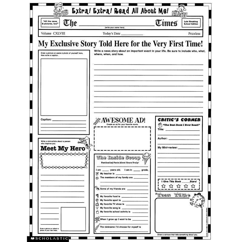 Scholastic Extra, Extra, Read All About Me! Instant Personal Poster Set (SC 915291)