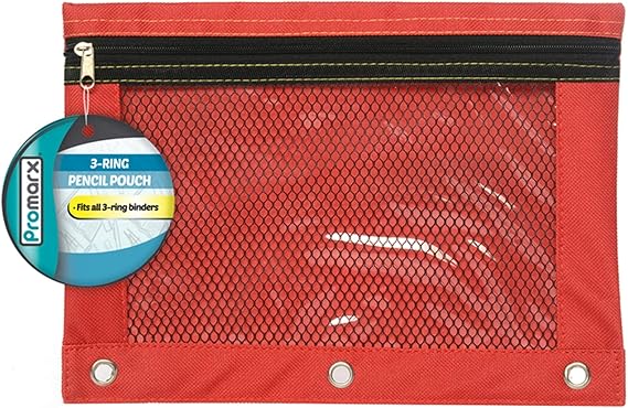 Kittrich Corporation 3 Ring Pencil Pouch With Mesh Pockets, Assorted Colors (Kitpp 20p4510224)