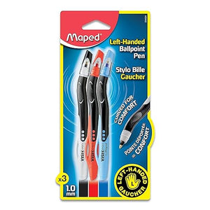 Maped Left-Handed Quick-Drying Ballpoint Pen 3 Pack  (MAP 224324)