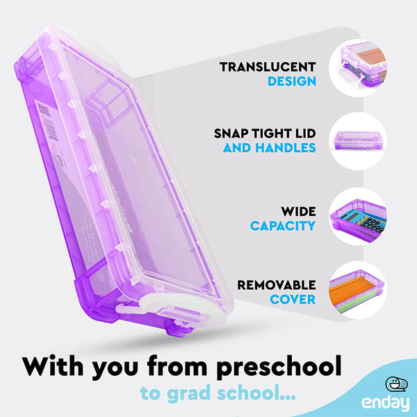 Enday Stackable Pencil Case Multipurpose Utility Box, Assorted Colors