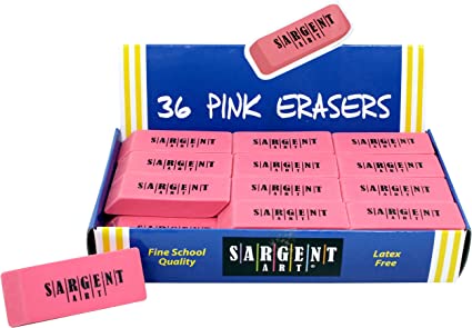 Sargent Art Large Erasers, 36 per Pack, Light Pink (61012)
