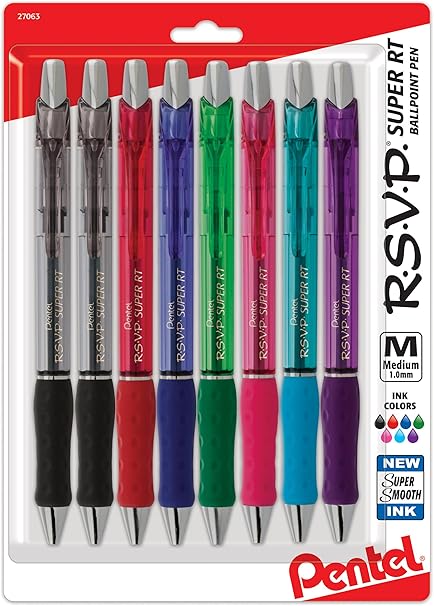 Pentel R.S.V.P Super RT Retractable Ballpoint Pens (PENBX480BP8M)