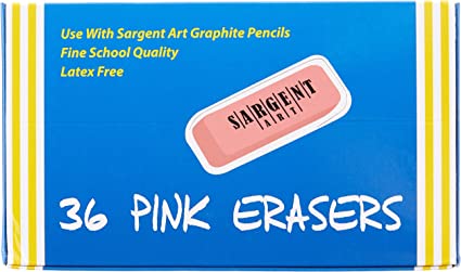 Sargent Art Large Erasers, 36 per Pack, Light Pink (61012)