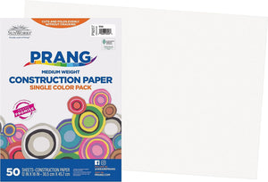 Prang (Sunworks) Heavyweight Construction Paper, 12" x 18", 50 count, White (P 9207)