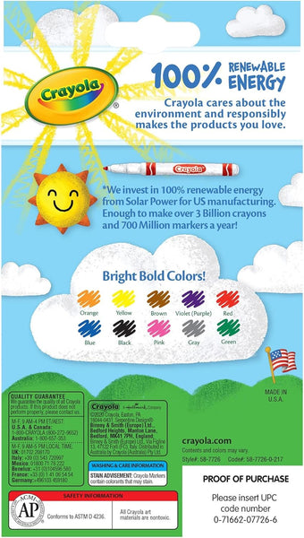 Crayola Fine Line Markers Classic Colors, 10 Count (58-7726)