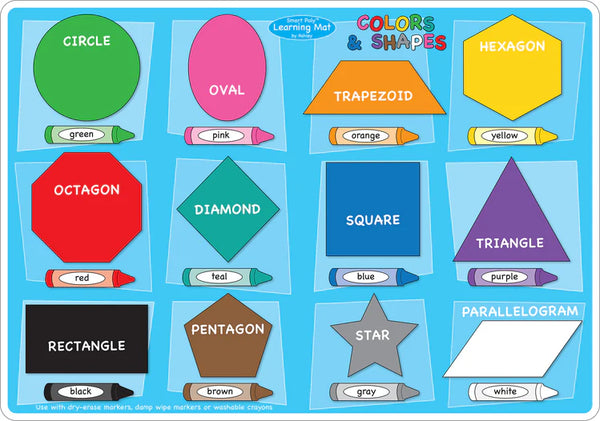 Ashley Productions Colors and Shapes Smart Poly Learning Mat, 2 Sided 12"x17" (ASH 95022)