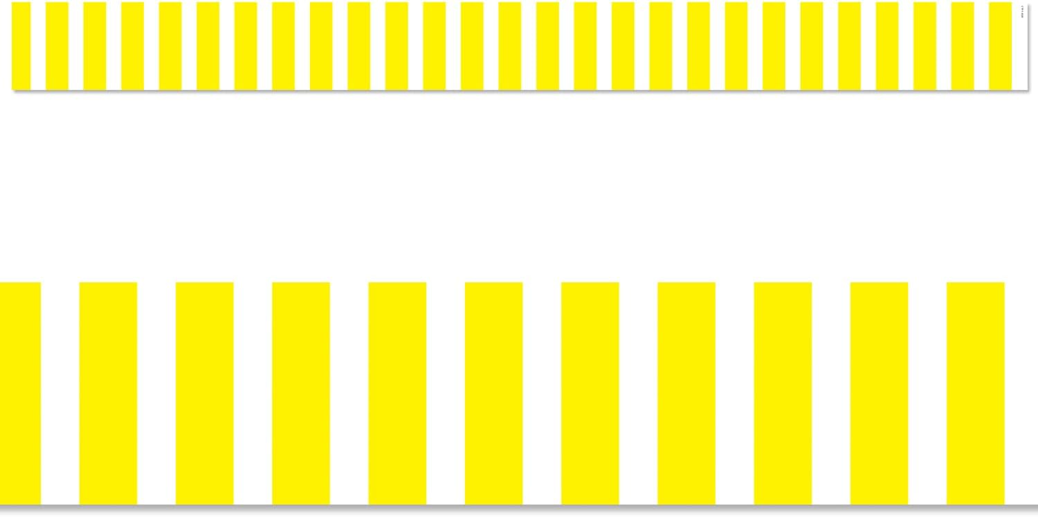 Creative Teaching Yellow White Bold Stripes Border 35' (CTP 10073)