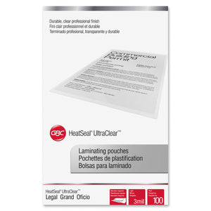 GBC HeatSeal Ultra Clear Laminating Pouches, Thermal, Legal, 3 mil, Pack of 100 (GBC 3745011)