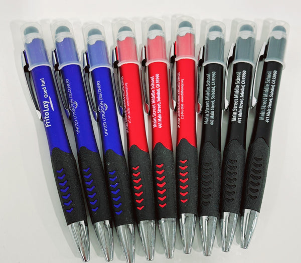 Bulk Lot of 125 Misprinted Retractable Ballpoint Pens w/ Stylus  (Lot #2368)