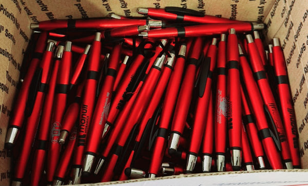 Bulk Lot of 125 Misprinted Retractable Ballpoint Pens w/ Stylus  (Lot #2390)