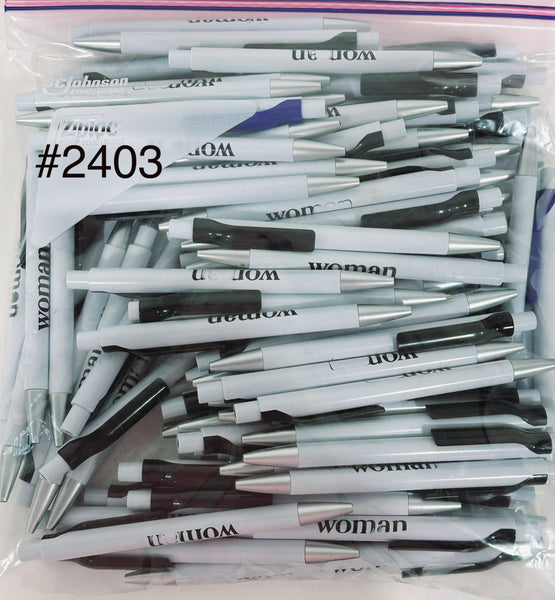 Bulk Lot of 100 Misprinted Retractable Ballpoint Pens  (Lot #2403)