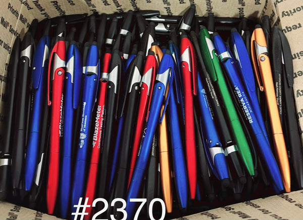 Bulk Lot of 285 Misprinted Yoga Stylus Retractable Ballpoint Pens Stands  (Lot #2370)