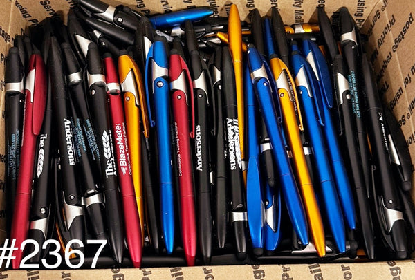 Bulk Lot of 260 Misprinted Retractable Yoga Stylus Ballpoint Pens Stands (Lot #2367)