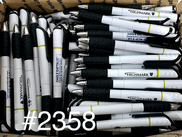 Bulk Lot of 200 Misprinted Retractable Ballpoint Pens w/ HIghlighter (Lot #2358)