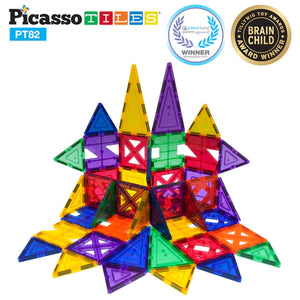 Picasso Tiles 82 Piece Magnetic Building Tiles Creativity Set (PT82)