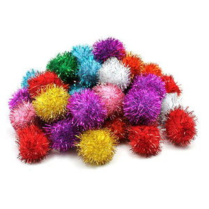 Pacon Glitter Pom Poms, Assorted Sizes and Colors, Pack of 120 (PAC 8157)