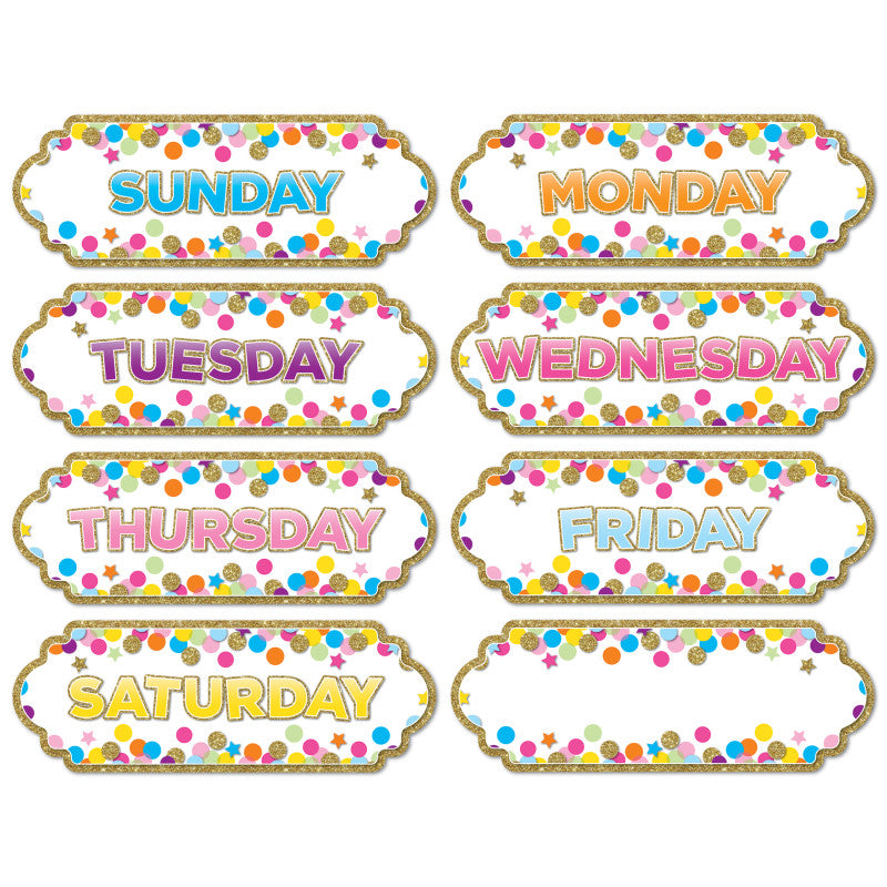 Ashley Magnetic Days of the Week Confetti Column Headers, 8 Pcs (ASH 19006)