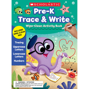Scholastic Pre-K Trace & Write Wipe-Clean Activity Book (SC 700148)