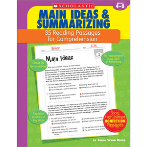 Scholastic Main Ideas and Summarizing 35 Reading Passages for Comprehension (SC 955412)