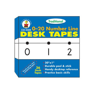 Carson Dellosa Student Desk Tapes Number Lines, 0 to 20, 36 Strips (CD 4409)