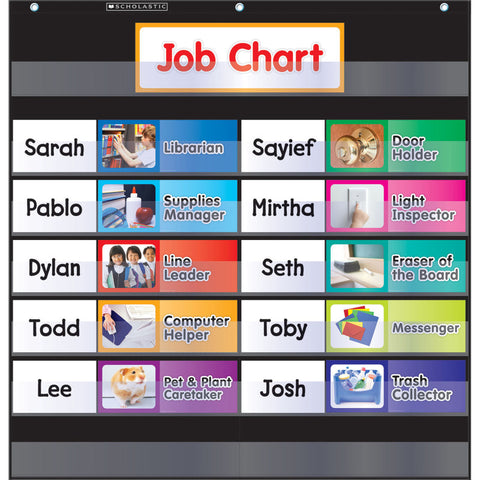 Scholastic Class Jobs Pocket Chart, Black (SC 583864)