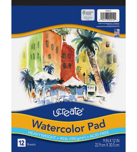 Pacon UCREATE® Watercolor Pad, 12 Sheets, 9" X 12" (P4910)