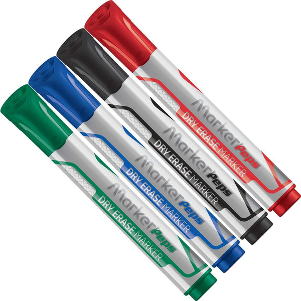 Maped, 'Peps Dry-Erase Markers, 4 Pack, Bullet Tip (MAP 735047)