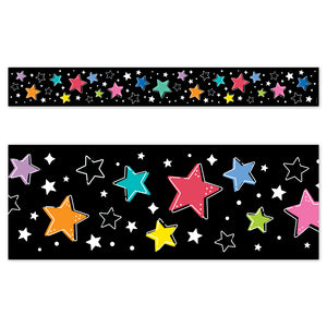 CTP Star Bright Colorful Stars on Black EZ Border (CTP 10982)