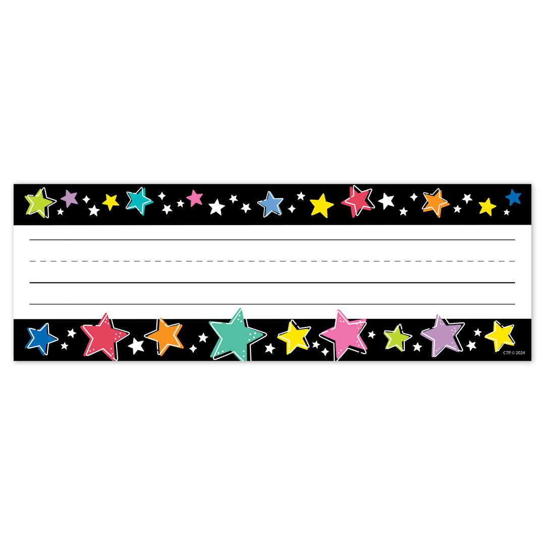 CTP Star Bright Colorful Stars on Black Name Plates (CTP 10940)