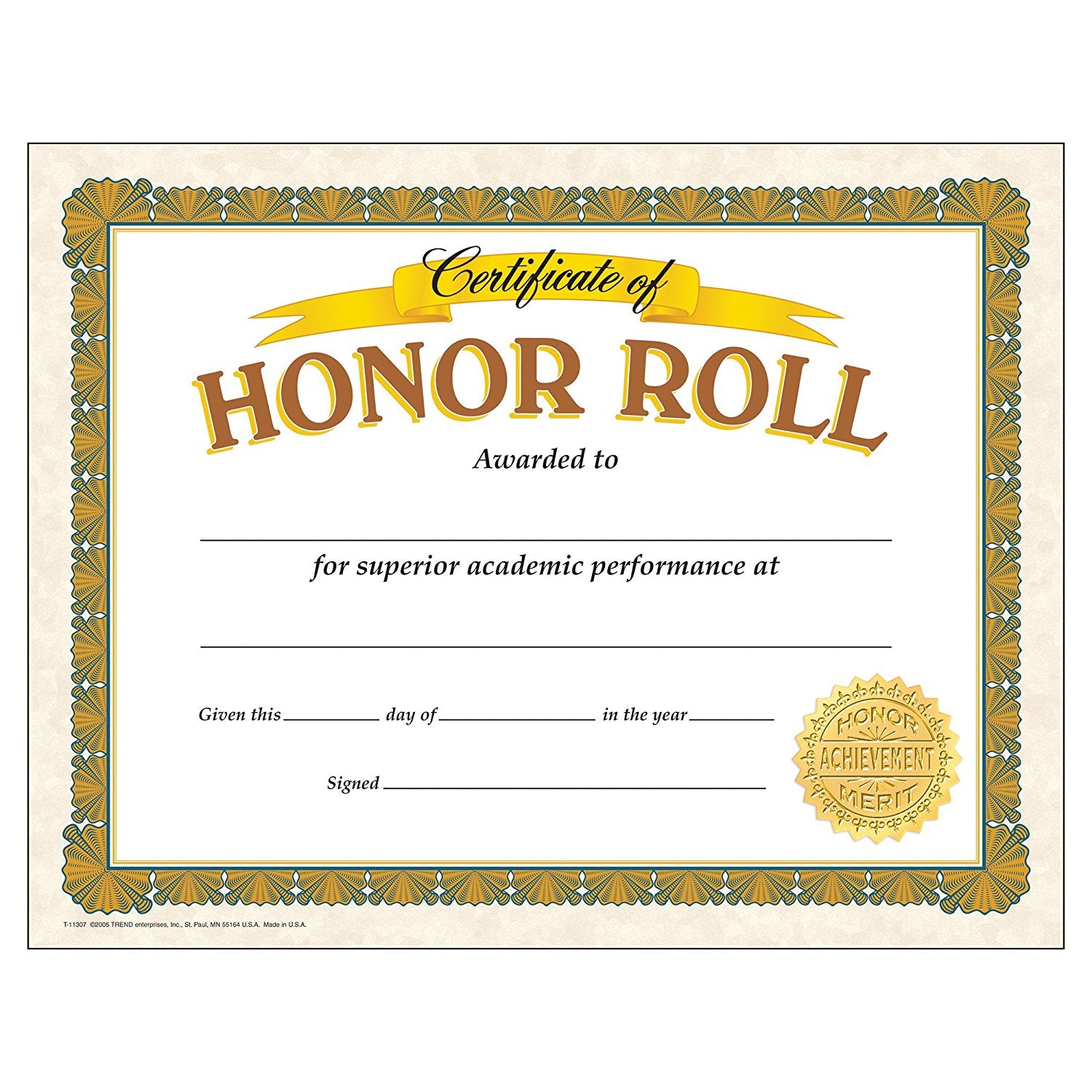 Trend Certificate of Honor Roll, Pack of 30 (T11307)