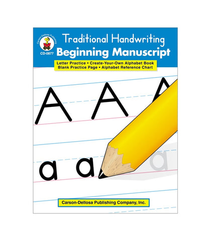 Carson Dellosa Traditional Handwriting: Beginning Manuscript Resource Book Grade K-2 Paperback (CD 0877)