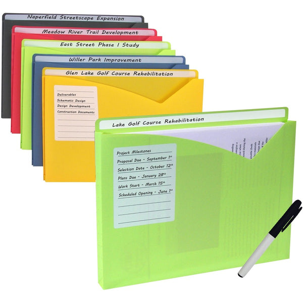 C-Line Write-On Poly File Jackets, Pack of 10 Assorted Colors (CLI 63160)
