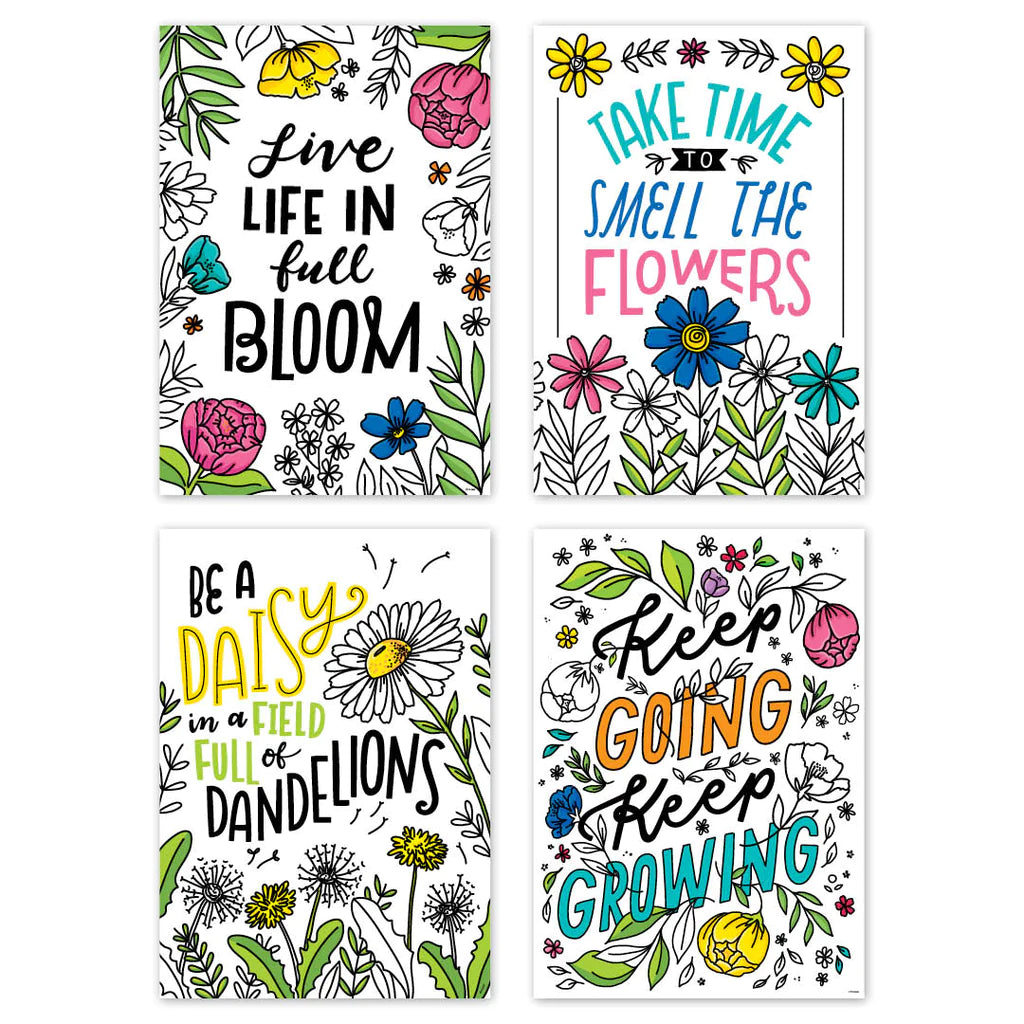 Creative Teaching Bright Blooms Inspire U Motivational 4-Poster Pack (CTP 10686)