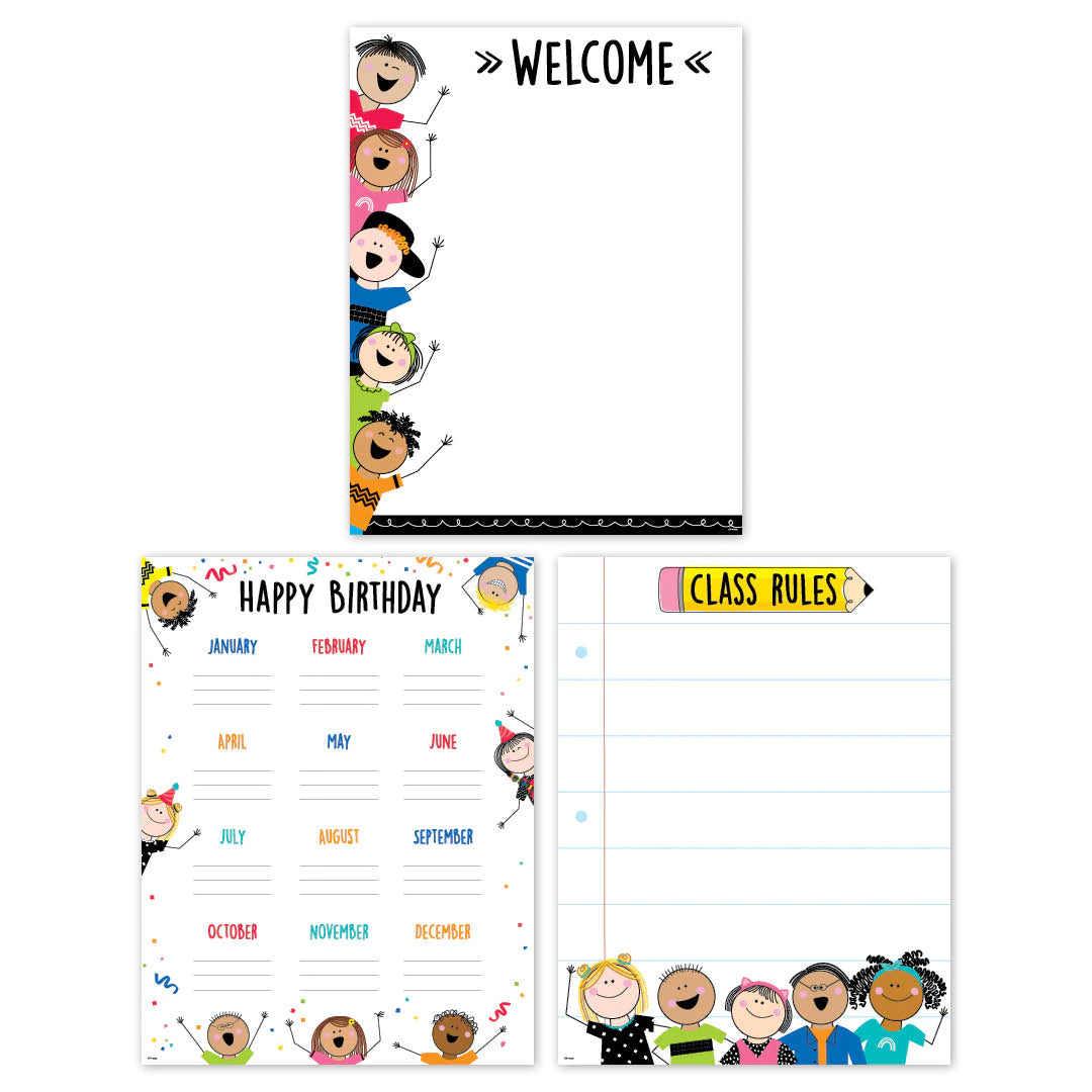 Creative Teaching Stick Kids Classroom Essentials 3-Chart Poster Pack (CTP 10823)