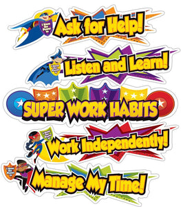 Super Power Super Work Habits 8-Piece Mini Bulletin Board Set (CD 110315)