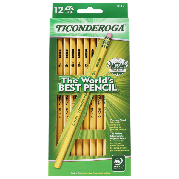 Ticonderoga Classic Yellow Wood-Cased #2 Pencils, 12 Count (X 13812)