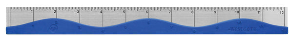 Westcott 12" Stainless Steel Wave Ruler w/ Rubber Grip, (Red, Blue or Black)