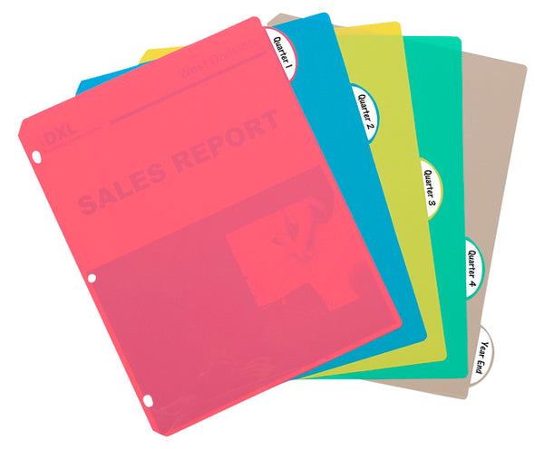 C-Line Poly Binder Index Dividers, Assorted Colors, 5-Tab Set (CLI 05730)