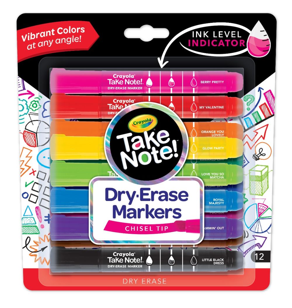 Crayola Take Note! Broad Line Dry-Erase Markers, 12 Count (58-6545)