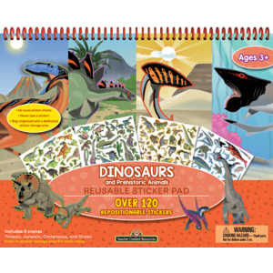 Teacher Created Dinosaurs and Prehistoric Animals Reusable Sticker Pad, 14'' x 11¼'' (TCR 20116)