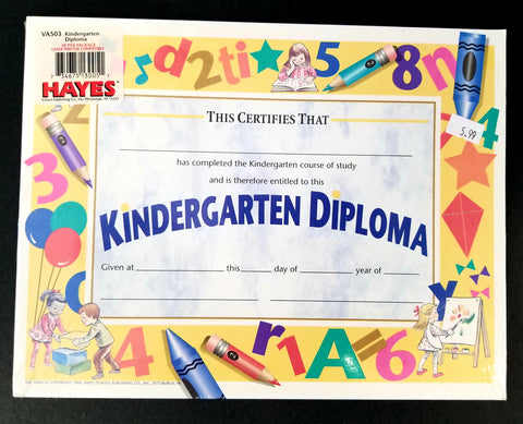 Hayes Kindergarten Diploma Award Certificates, Pack of 30 (VA 503)