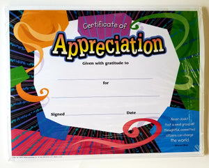 Trend Certificate of Appreciation, (T2966), pack of 30