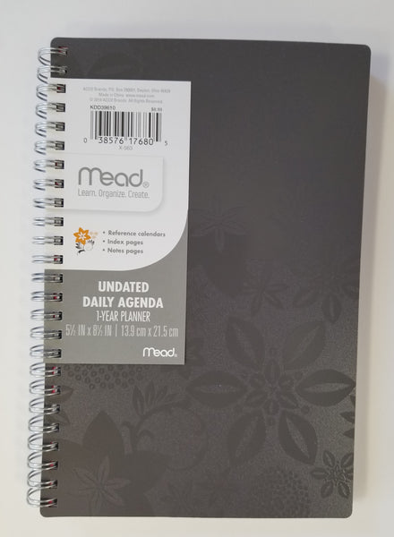 Mead Undated Daily Agenda 1-Year Planner (KDD39610)