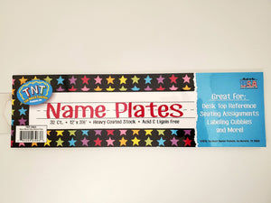 Top Notch Black w/ Colorful Stars Desk Tags Name Plates 32/Pack (TNT-3963)
