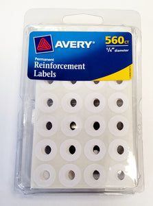 Avery Permanent Reinforcement Labels, 1/4" Diameter, 560 Count (6734)