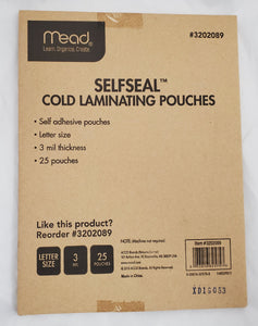 Mead Self-Seal Cold Laminating Pouches, 25 Pack (3202089)