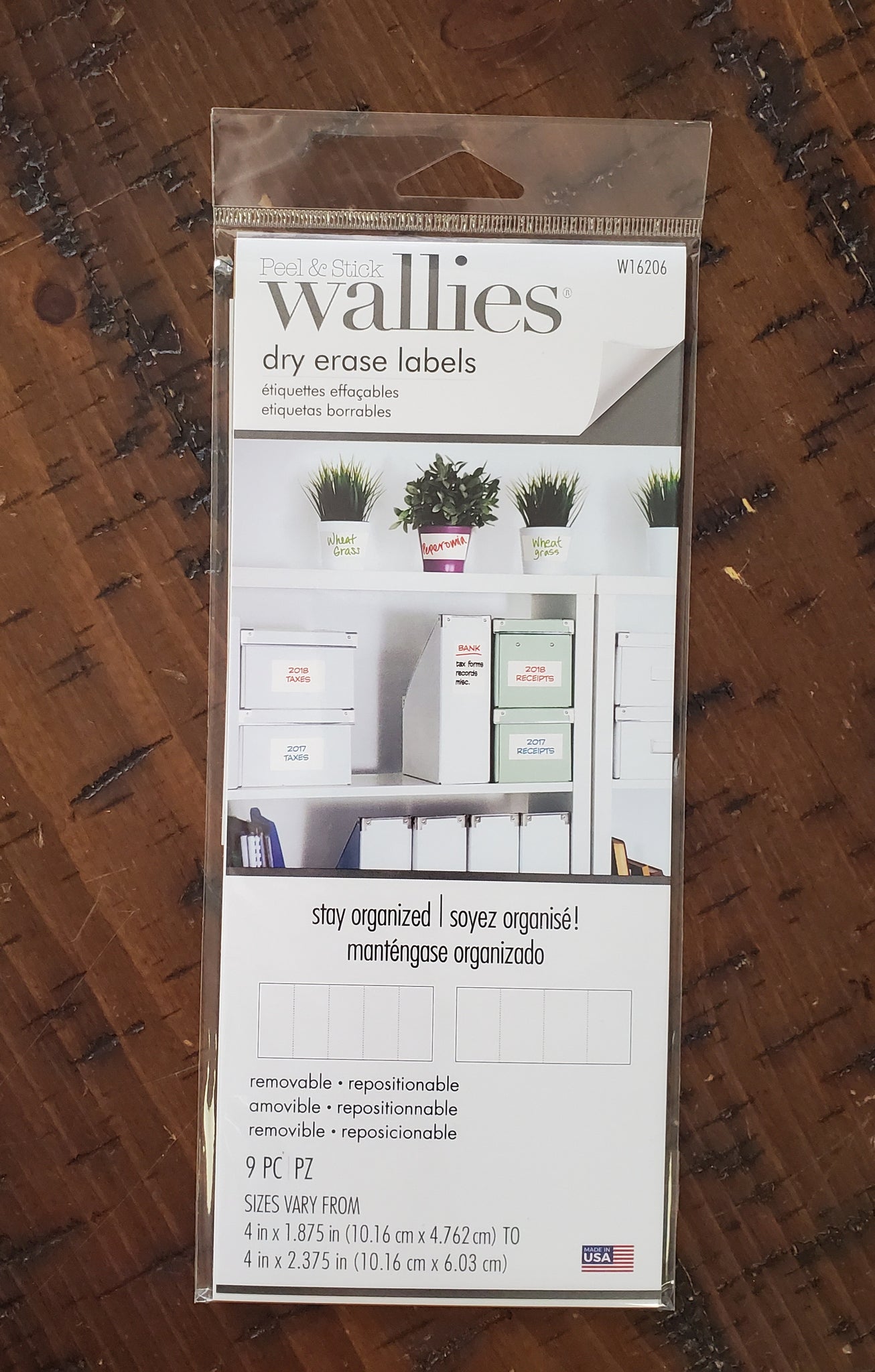 Wallies Dry Erase Rectangular Labels, 4", 9 Pcs (W16206)